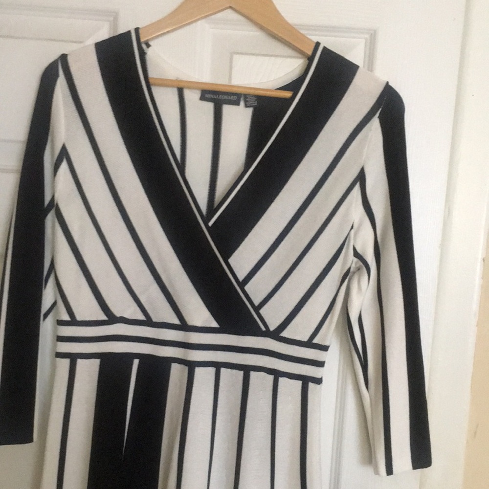 Nina Leonardo black and white striped dress